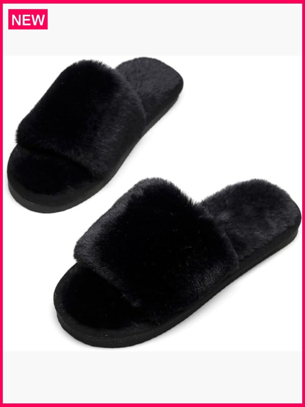 Fuzzy Fluffy Open Toe Memory Foam Anti-Slip House Slippers